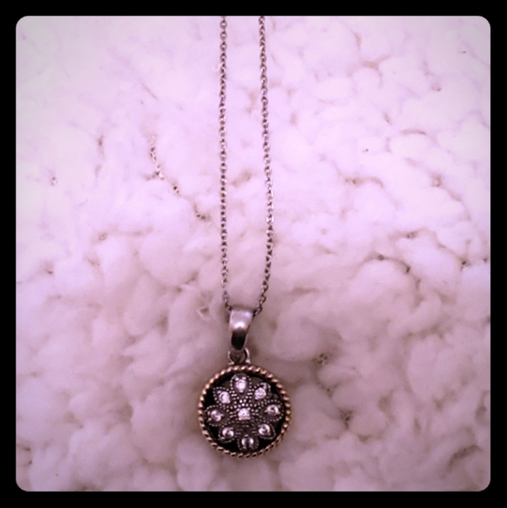 14 k plated White Gold Pendant Necklace